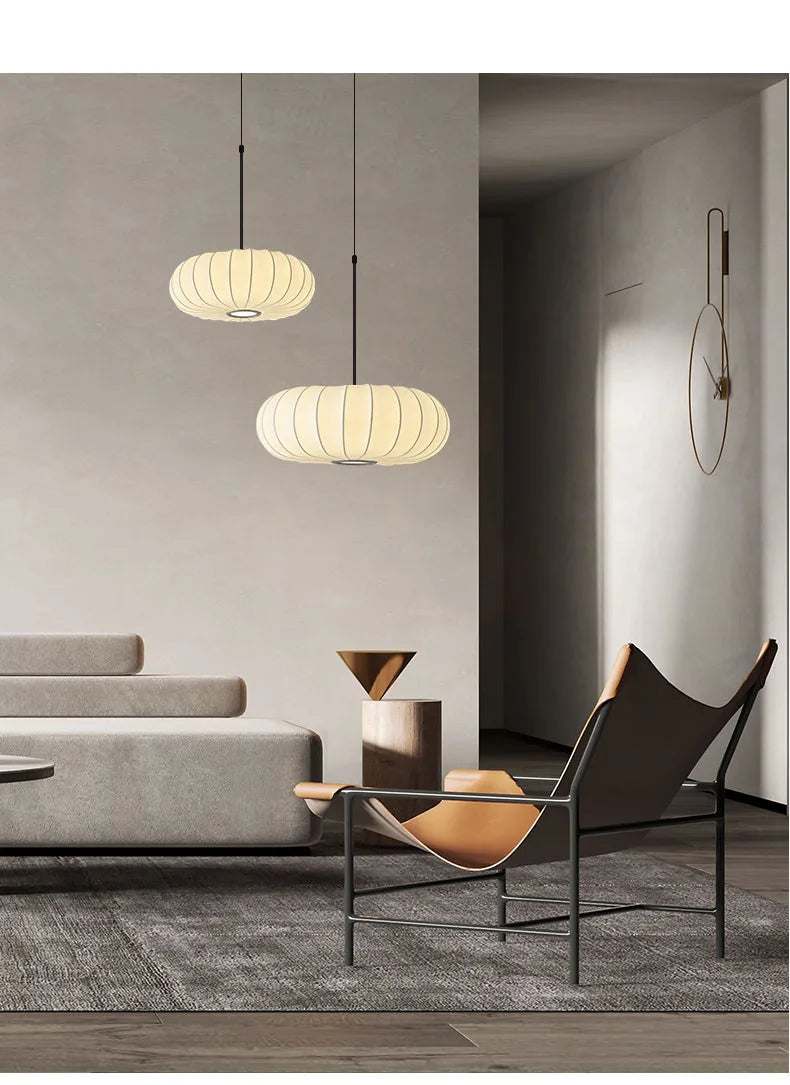 DecorBites™ Handmade Silk Pumpkin Pendant Lamps for Dining, Living, and Study Spaces