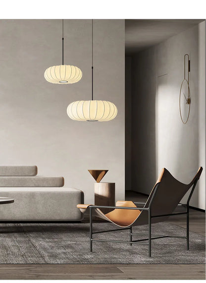 DecorBites™ Handmade Silk Pumpkin Pendant Lamps for Dining, Living, and Study Spaces