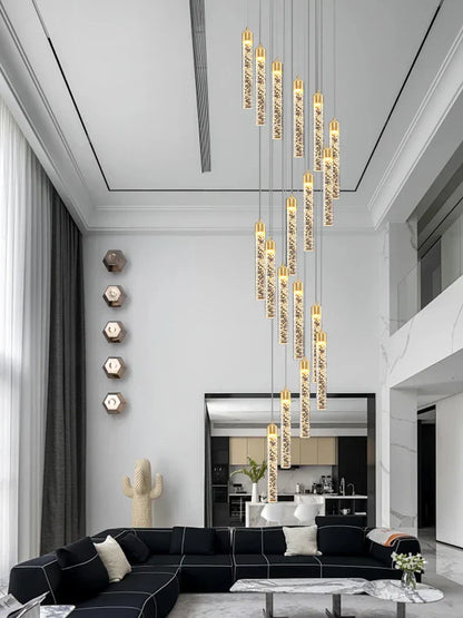 DecorBites™ Crystal Chandelier for Two-storey Foyer & Circular Stairwell