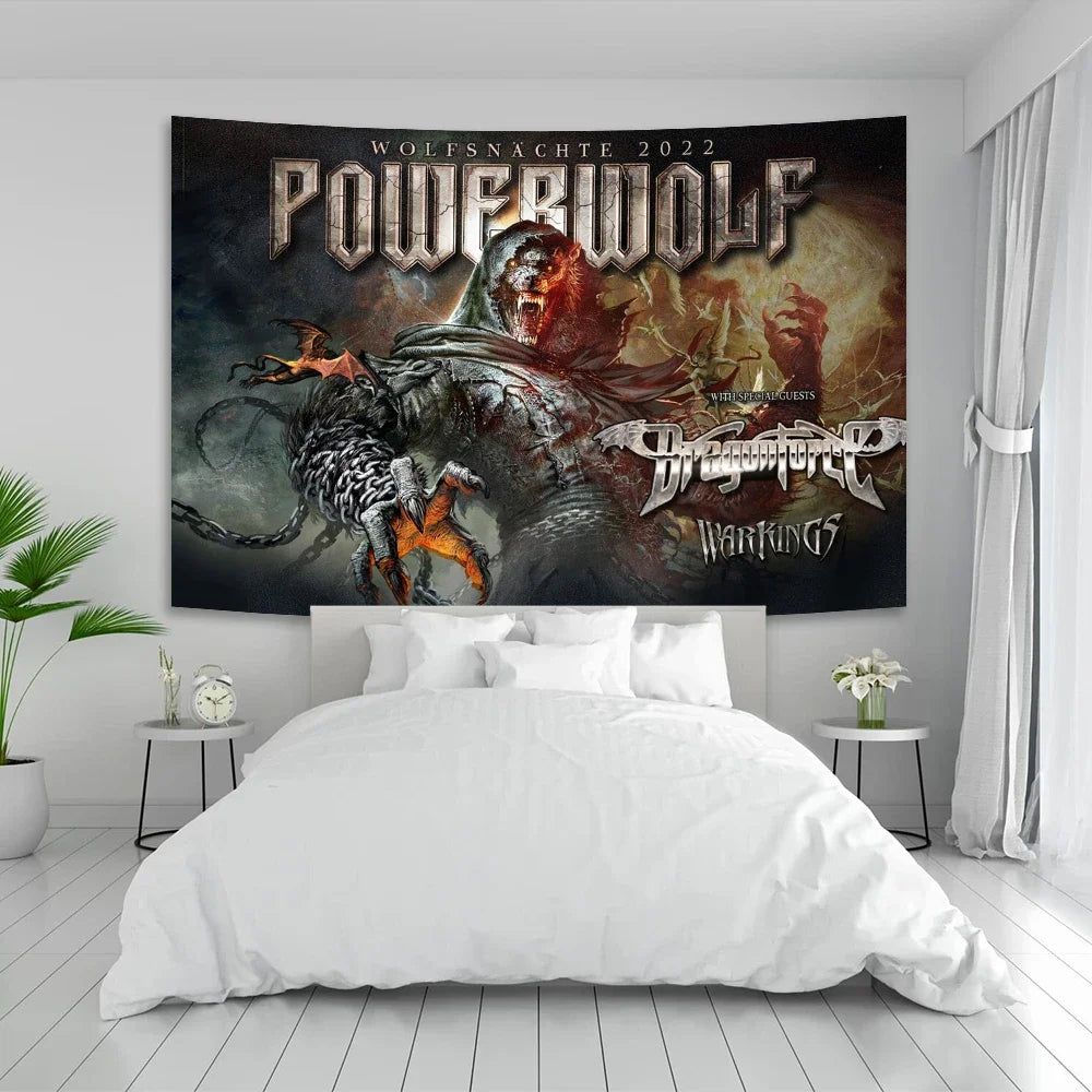 Decobites Powerwolf Tapestry: Bohemian Hippie Decor for Home, Bar, Dorm - Interior Power Metal