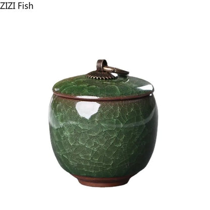 DecorBites™ Ice Cracked Texture Tea Caddy Storage Jar with Moisture-proof Sealed Lid