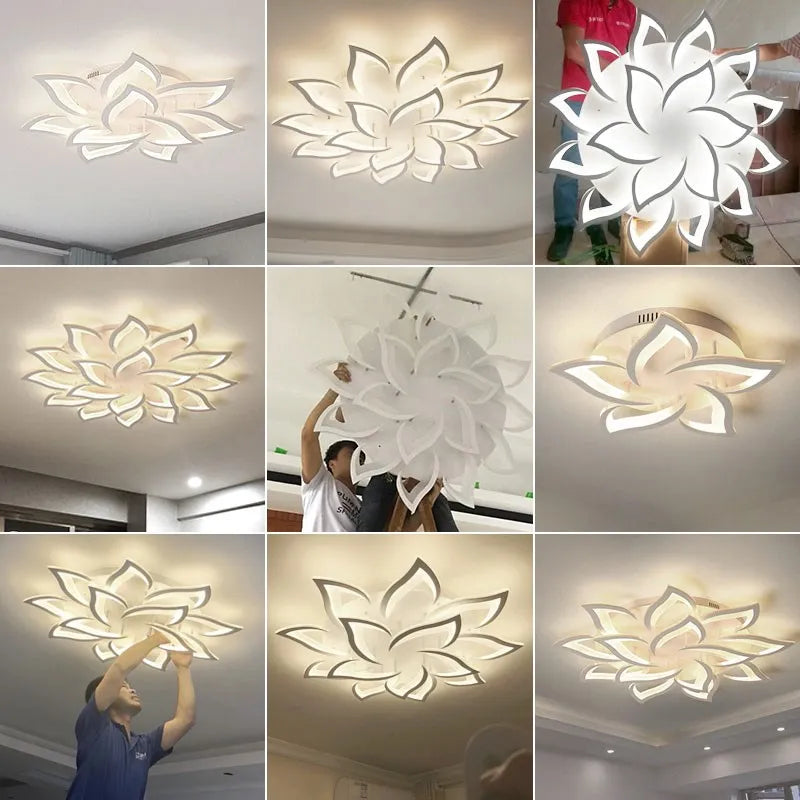 DecorBites™ LED Ceiling Light Chandelier Remote Control Dimmable Art Decor for Living Room Home Bedroom