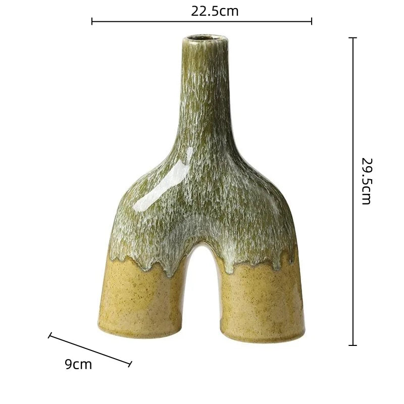 مزهرية خزفية تجريدية متغيرة الطلاء من DecorBites™ للديكور المنزلي وتنسيق الزهور