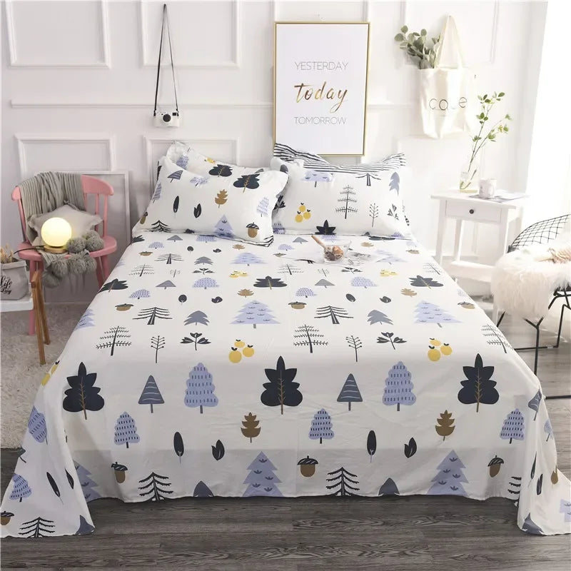 Decobites Tropical Plants Print Cotton Double Bed Sheet for Soft & Comfortable Sleep