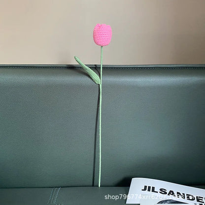 DecorBites™ Handmade Knitted Crochet Tulips for Home Decor - Set of 1