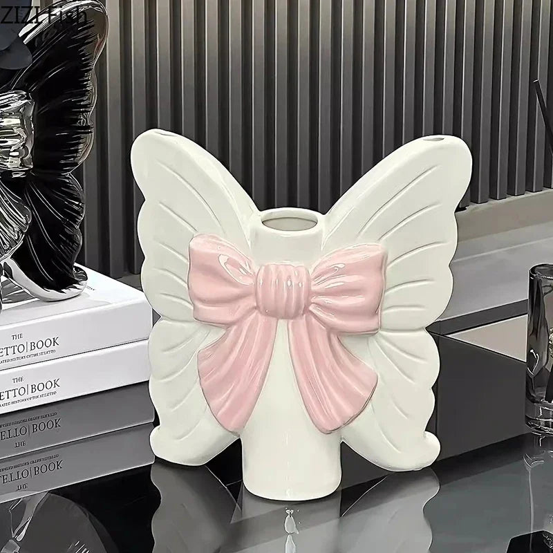 DecorBites™ Butterfly Ceramic Vase Flower Pots Modern Aesthetic Room Decor