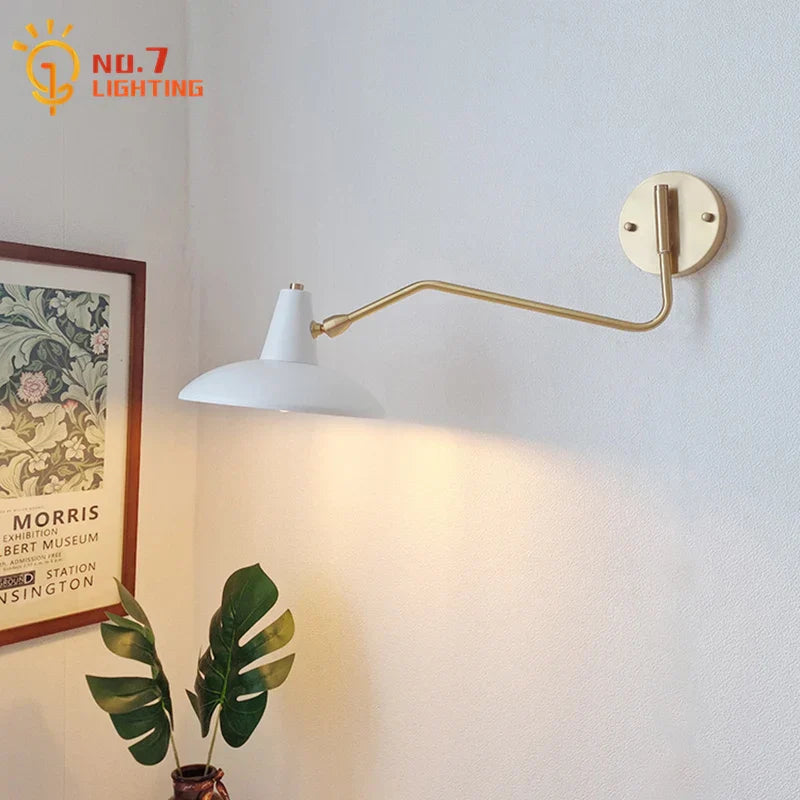 Lámpara de pared DecorBites™ de cobre con brazo articulado, LED E27, estilo retro, telescópica, para mesita de noche o salón