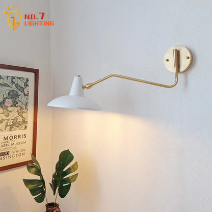 Lámpara de pared DecorBites™ de cobre con brazo articulado, LED E27, estilo retro, telescópica, para mesita de noche o salón