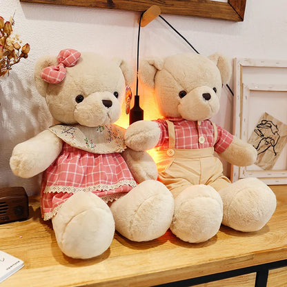 80cm Cute Soft Fresh Couple Bear Plush Toys Kawaii Christmas Gift Pillow Kids Stuffed Toys Room Decoration Stitch Teddy Bear