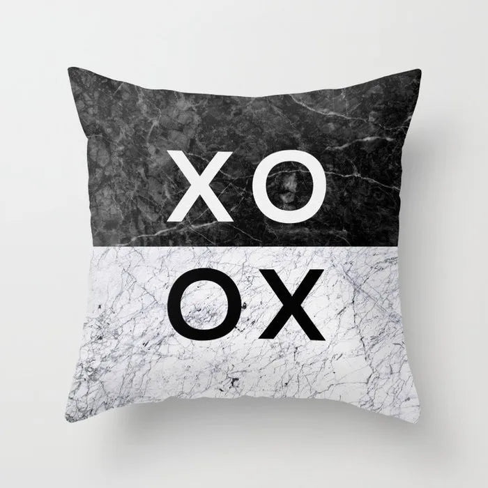 DecorBites™ Gray Marble Black Agate Pillow Case for Home Sofa Chair Decor