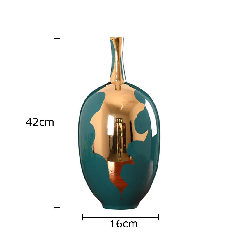 DecorBites™ Gold Ceramic Vase | Modern Design | Desk Decor | Shiny Porcelain | Floral Vases