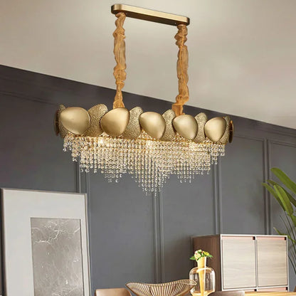 DecorBites™ Crystal Chandelier: Modern LED Tassels Stainless Steel Pendant Light for Living Room