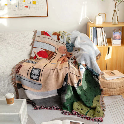 DecorBites™ Knitted Tapestry Sofa Blanket - Light Luxury Decorative Blanket for Living Room, Nap Bedspread, Picnic, Camping Mat