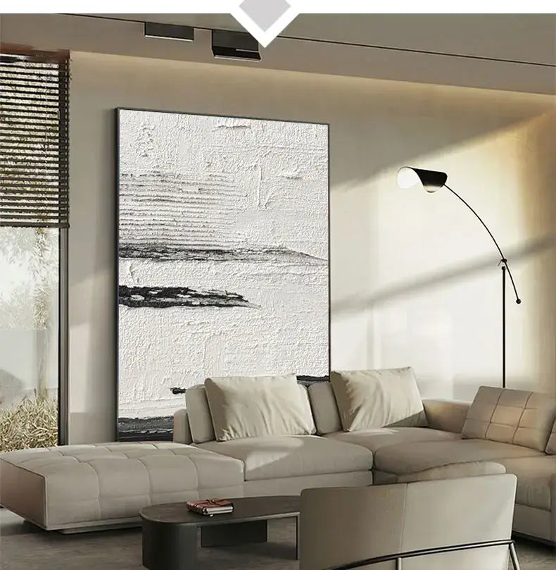 DecorBites™ Hand-Painted Black & White Abstract Wall Painting