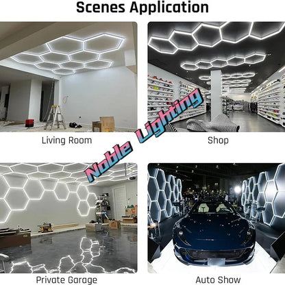 Lámpara de techo LED hexagonal DecorBites™ para barberías y peluquerías en garajes