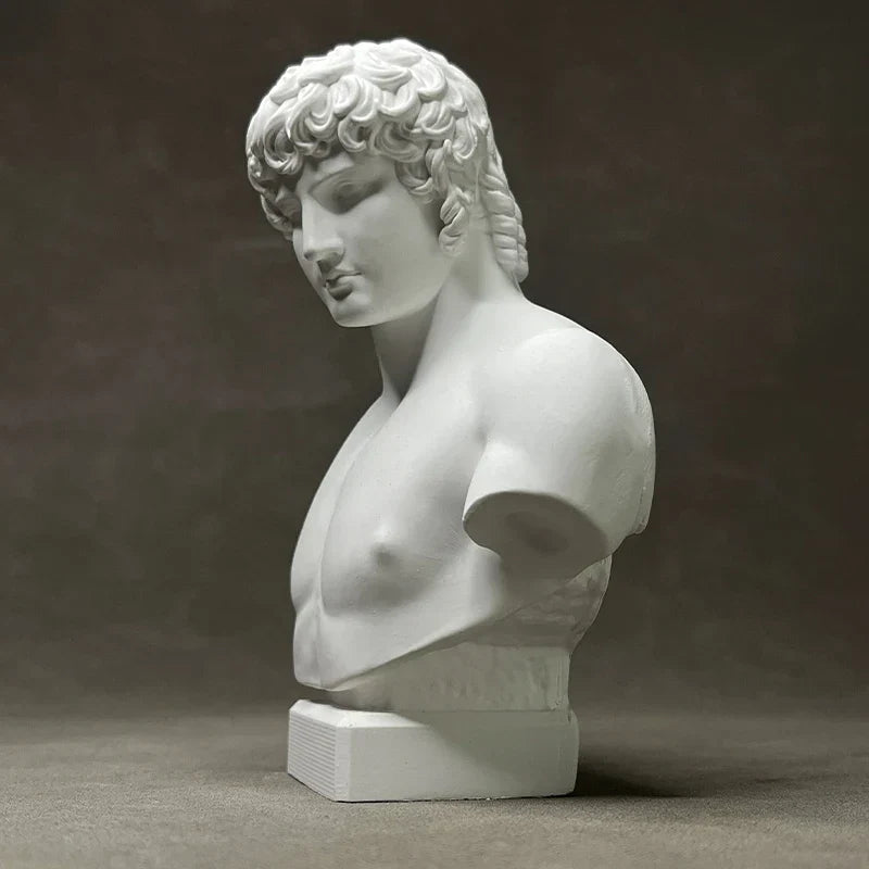 DecorBites™ Antinous Retro Plaster Sculpture - European Inspired Room Figurine
