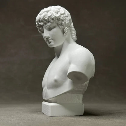 DecorBites™ Antinous Retro Plaster Sculpture - European Inspired Room Figurine