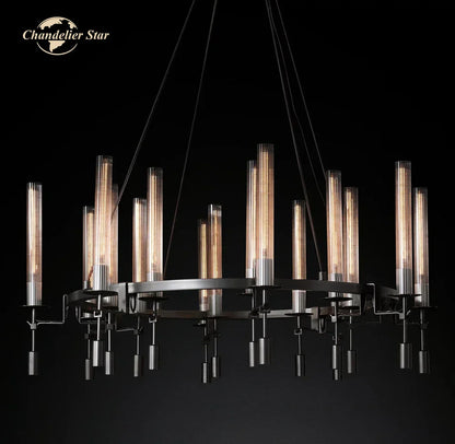 DecorBites™ LED Round Glass Chandelier for Living Dining Room Lighting