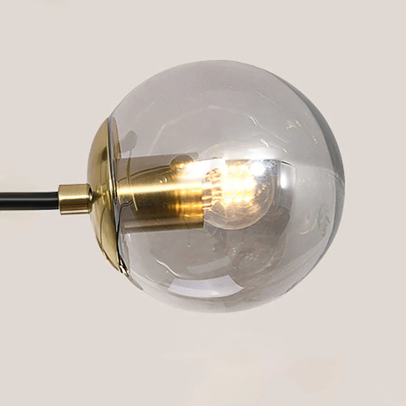 DecorBites™ Black & Gold LED Chandelier: Modern E27 Glass Ball Lamp for Home Lighting