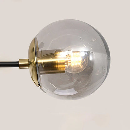 DecorBites™ Black & Gold LED Chandelier: Modern E27 Glass Ball Lamp for Home Lighting