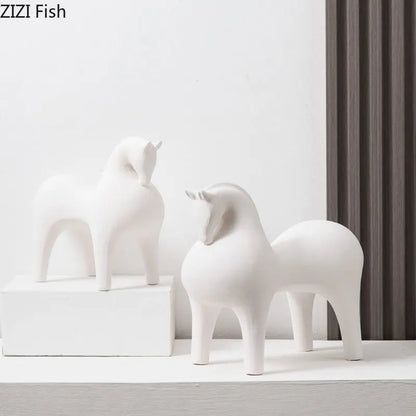 DecorBites™ Abstract Ceramic Horse Sculpture Decorative Figurine