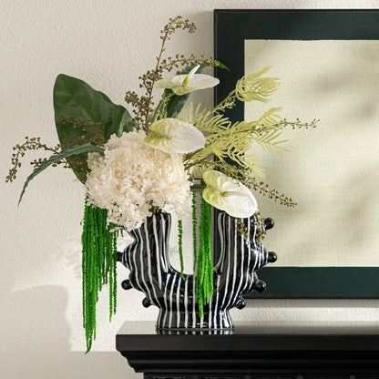 DecorBites™ Graffiti Ceramic Vase U-Shape Hand-Painted Abstract Handicraft Floral Arrangement Accessory