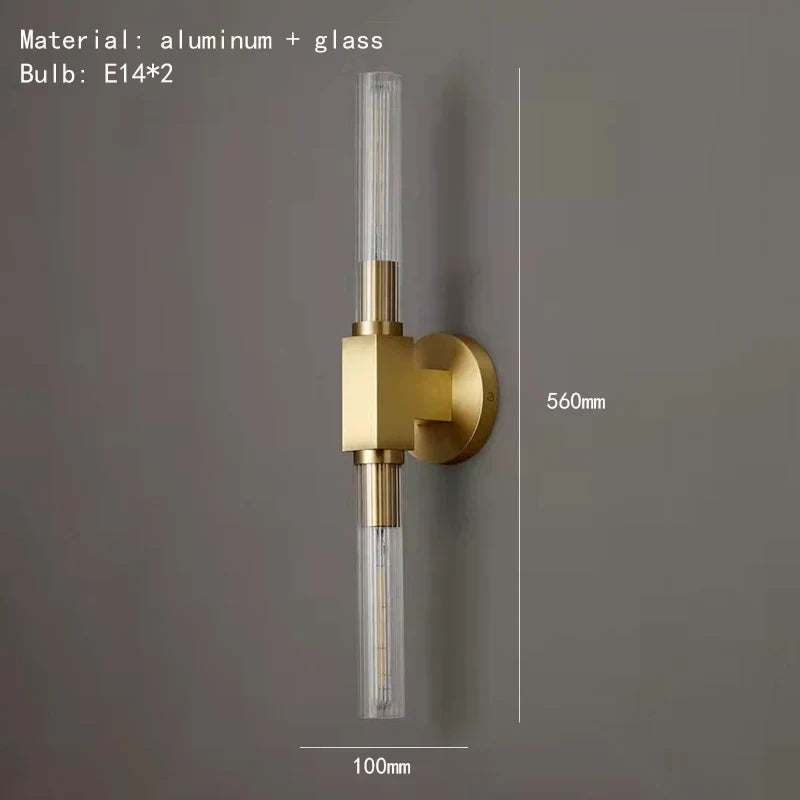 DecorBites™ Gold Metal and Glass Wall Sconce Light for Bathroom, Bedroom, Aisle, and Foyer