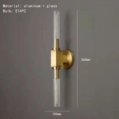DecorBites™ Gold Metal and Glass Wall Sconce Light for Bathroom, Bedroom, Aisle, and Foyer