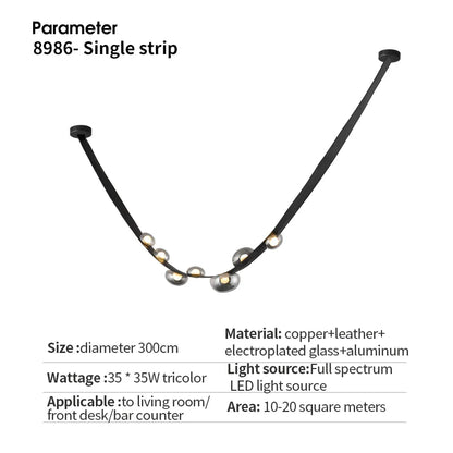 Lámpara de araña DecorBites™ de cuero de lujo italiano para comedor y sala de estar