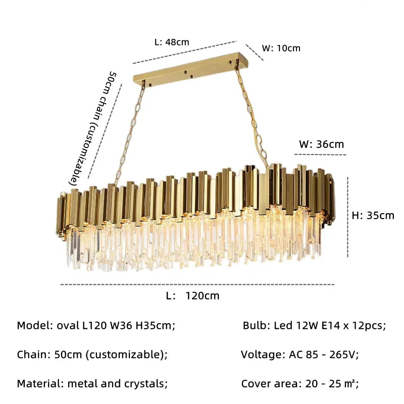 Lámpara de Araña de Cristal Oro Decorbites™: Luces Colgantes LED de Lujo Moderno para Decoración de Sala, Comedor, Dormitorio