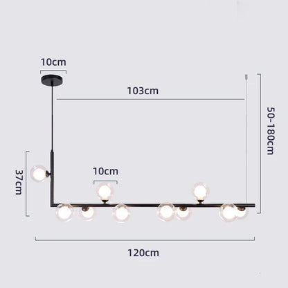 DecorBites™ Glass Black Chandelier Pendant Lamp Nordic Modern Living Room Light