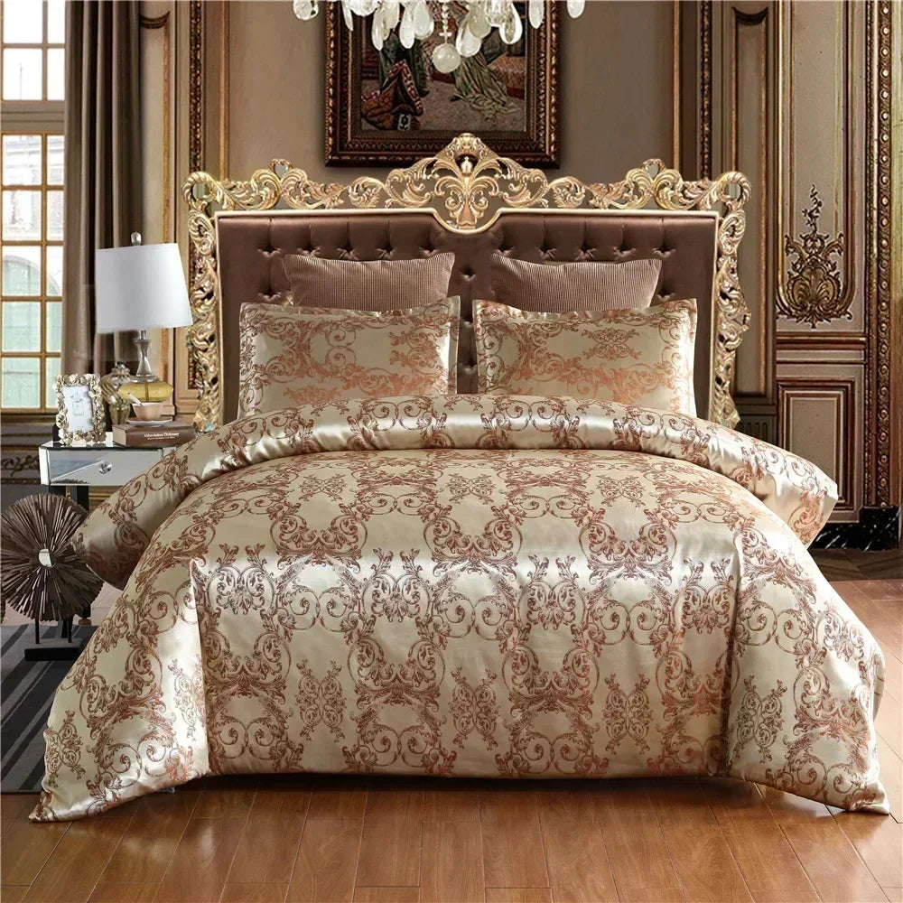 Decobites Luxury Jacquard King Size Bedding Set: European-Inspired Elegance for Queen & Double Beds