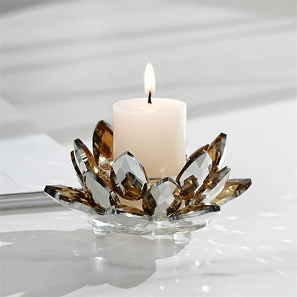 DecorBites™ Crystal Lotus Candle Holder Aromatherapy Base Candelabros