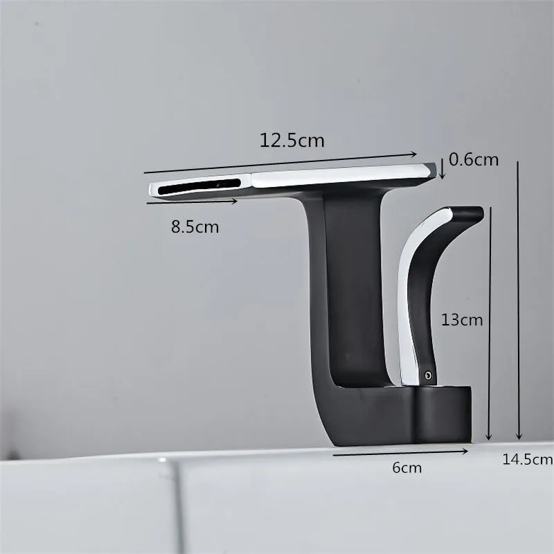 Decorbites™ Grifo de Lavabo de Latón Dorado y Negro para Baño Mezclador de Agua Fría y Caliente para Fregadero