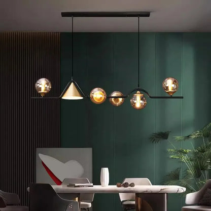 ثريا LED فاخرة من DecorBites™ باللون الأسود الذهبي من الزجاج