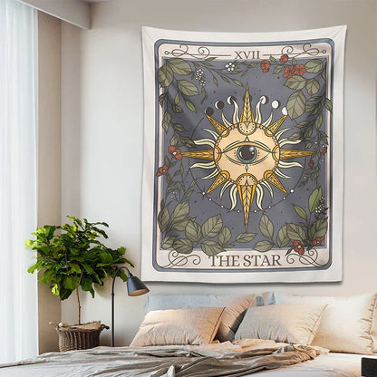 Decobites Star Tarot Tapestry: Celestial Witchy Cottagecore Wall Decor for Magical Home Vibes