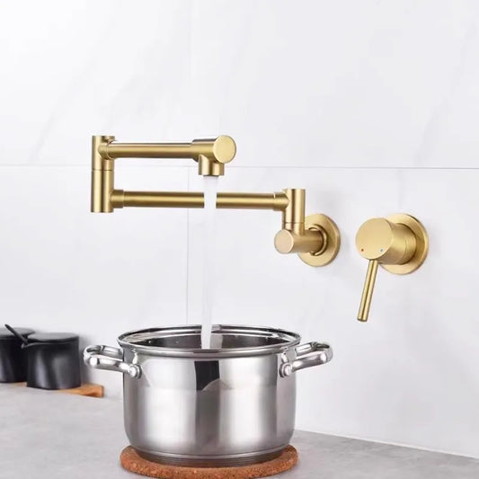 DecorBites™ Black Brushed Gold Kitchen Faucet Wall Mounted Foldable Pot Filler Tap