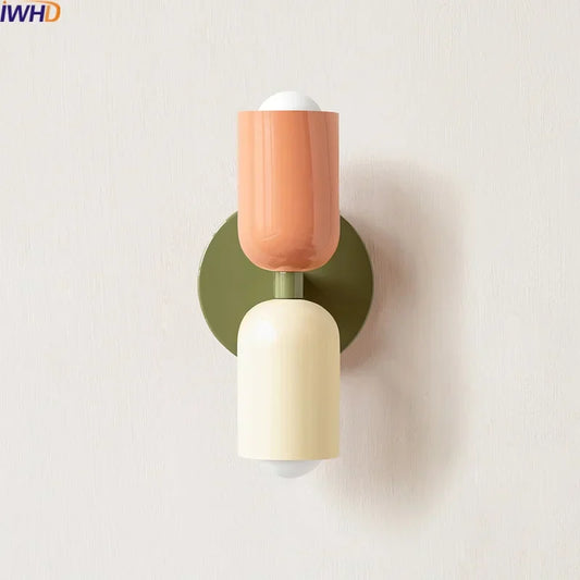 DecorBites™ LED Wall Lights Colorful Iron Double Heads Modern Bedside Lamp