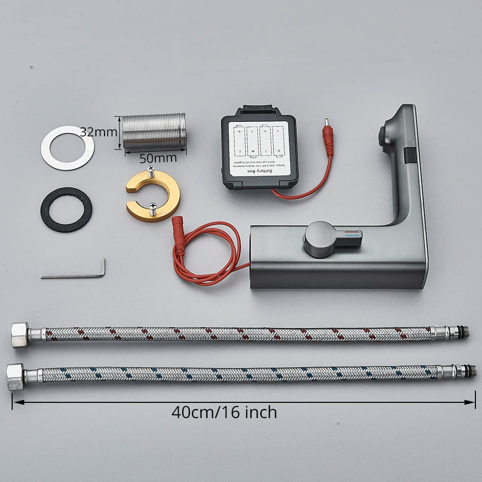 DecorBites™ LCD Sensor Basin Faucet Hot Cold Water Mixer Tap Touchless Vanity Faucet