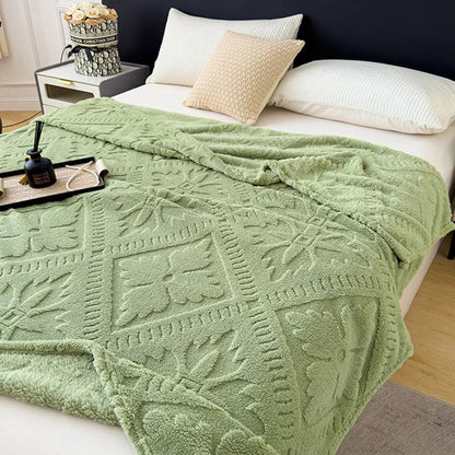 DecorBites™ Jacquard Coral Velvet Sofa Cover Blanket | Soft & Warm for Spring/Autumn