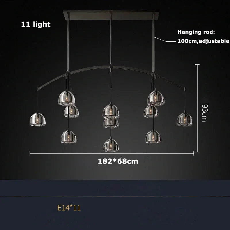 DecorBites™ Black Brass Retro Crystal Copper LED Ceiling Pendant for Home Lighting