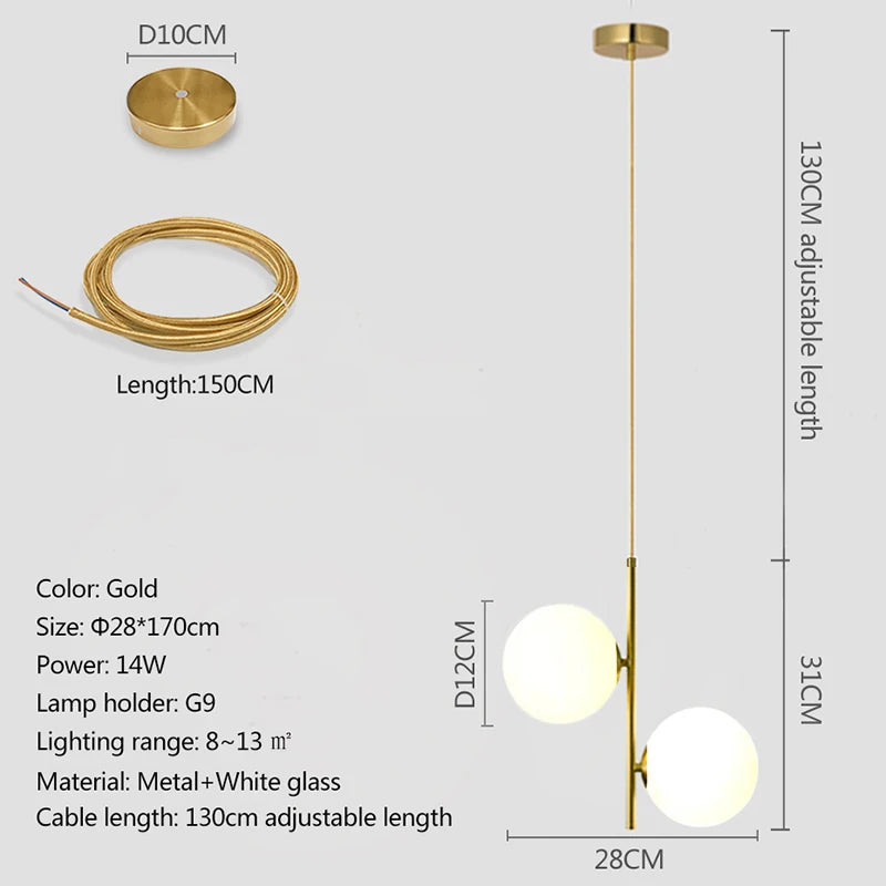 Copper Glass Pendant Light Multiple Voltages