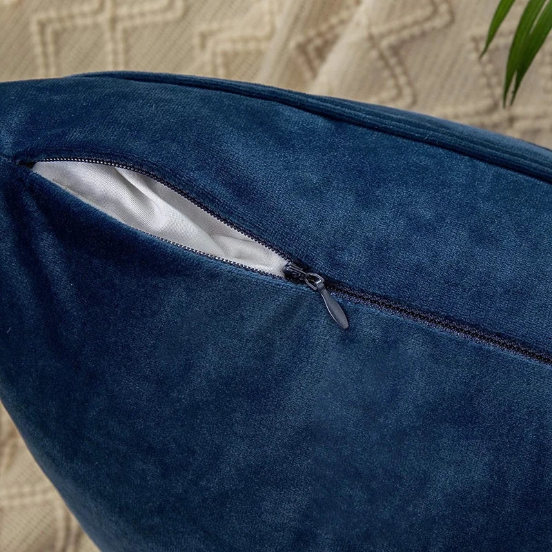 DecorBites™ Blue Velvet Stripe Pillow Covers - 2Pcs Luxury Soft Cushion Cases for Couch