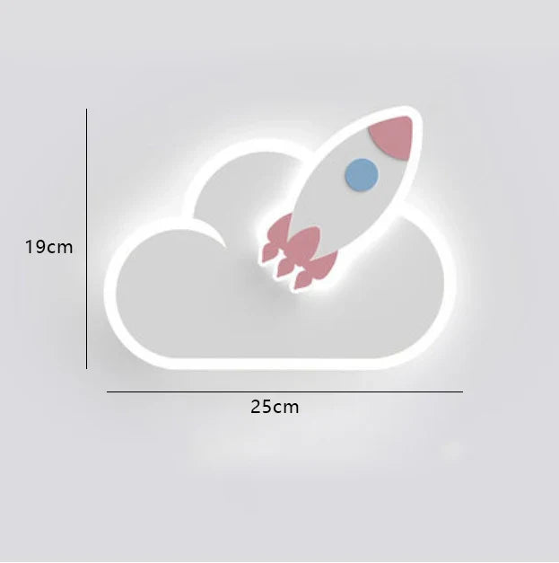 DecorBites™ Children's Room Crown Clouds Rocket Planet Night Light Bedside Lamp