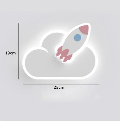 DecorBites™ Children's Room Crown Clouds Rocket Planet Night Light Bedside Lamp