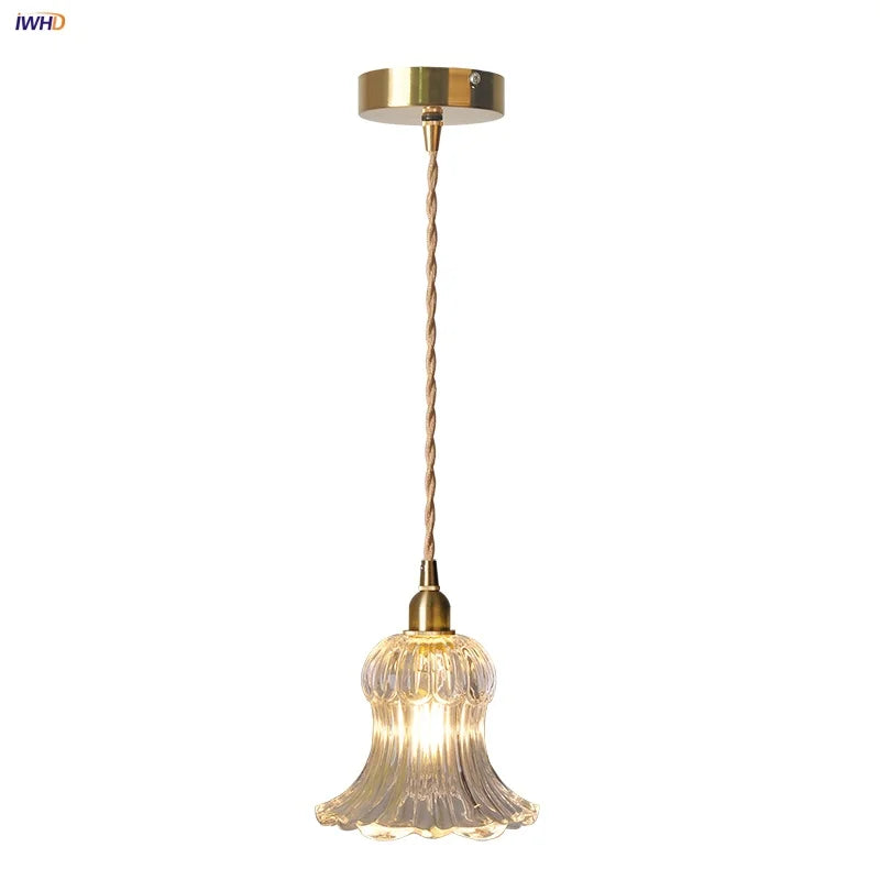 DecorBites™ Brass LED Pendant Light Fixture Clear Glass Adjustable Nordic Hanging Lamp
