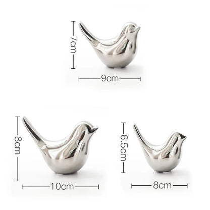DecorBites™ Golden Silver Bird Figurines Modern Ceramic Statues - Home Decor Wedding Gifts
