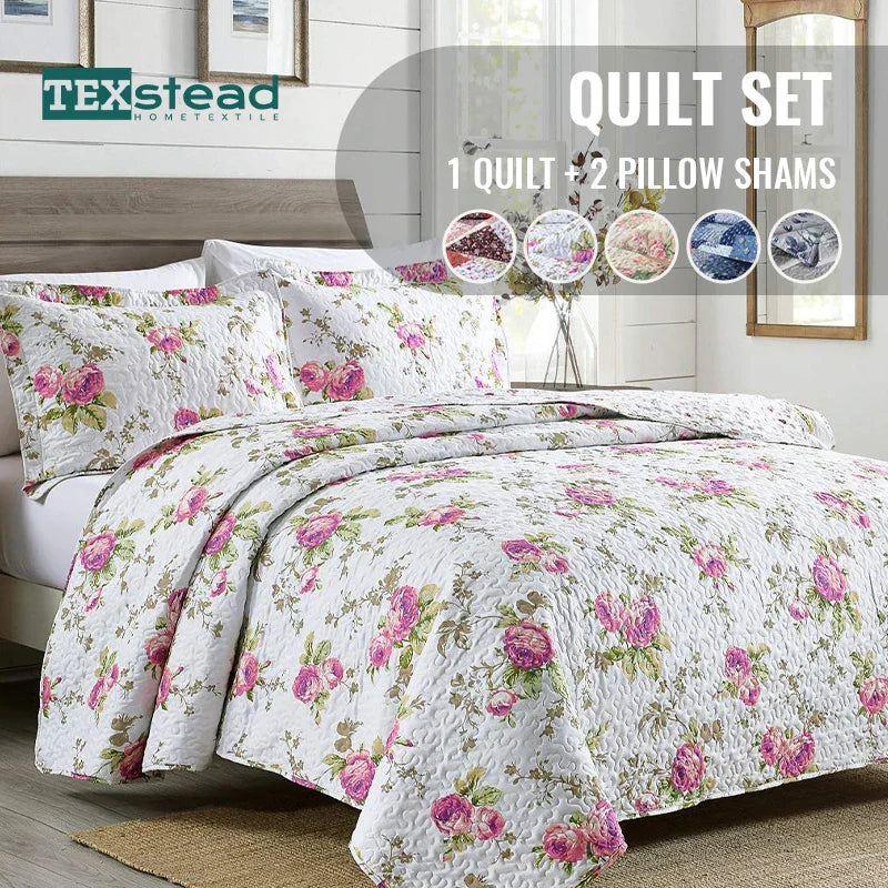 Decobites Lightweight Quilt Bedding Set with Pillow Shams