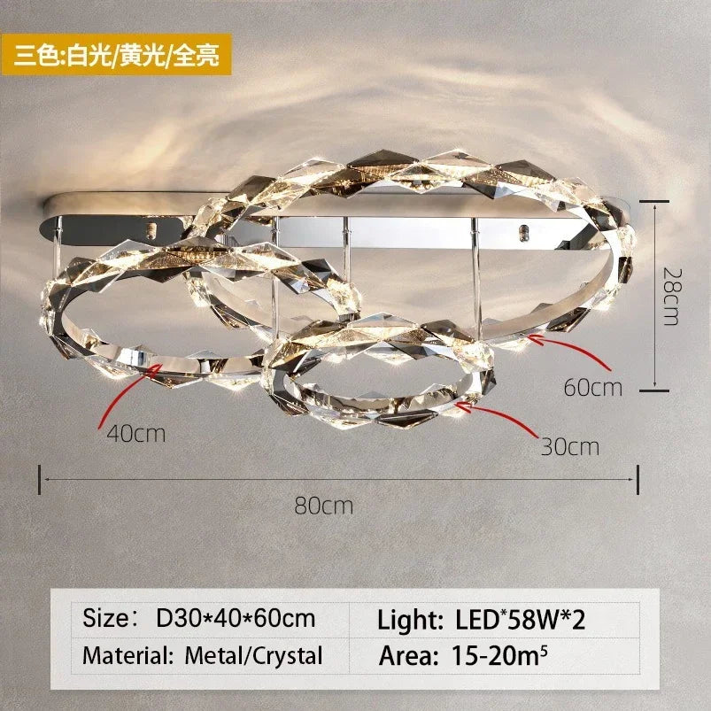 DecorBites™ Crystal Ring Chandelier: Modern Dimmable LED Ceiling Fixture