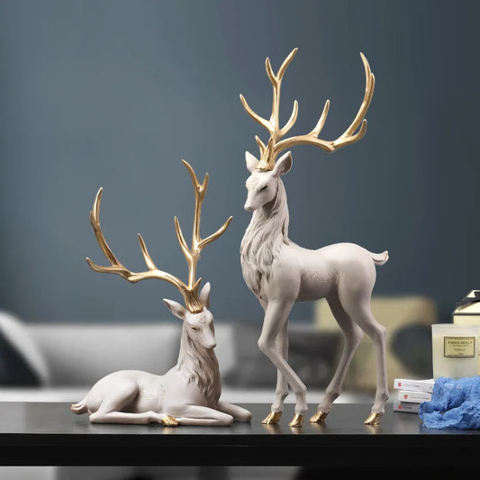 DecorBites™ Deer Sculpture: High-End Resin Elk Figurine for Luxury Home Decor